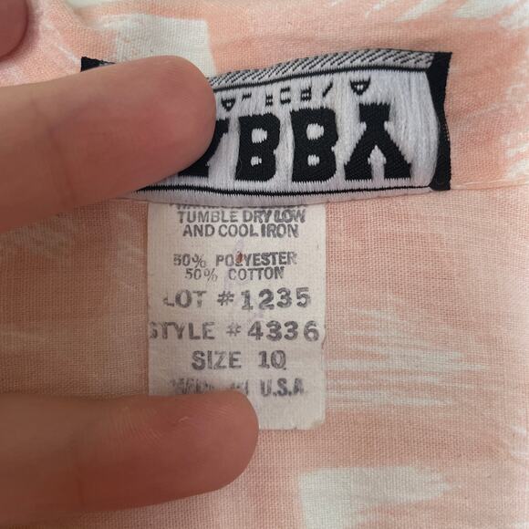 Vintage 70s Pink Tabby of California Abstract Botanical Print Shirtdress Sz 10 - Picture 5 of 13